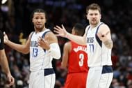 Jalen Brunson and Luka Doncic (right)